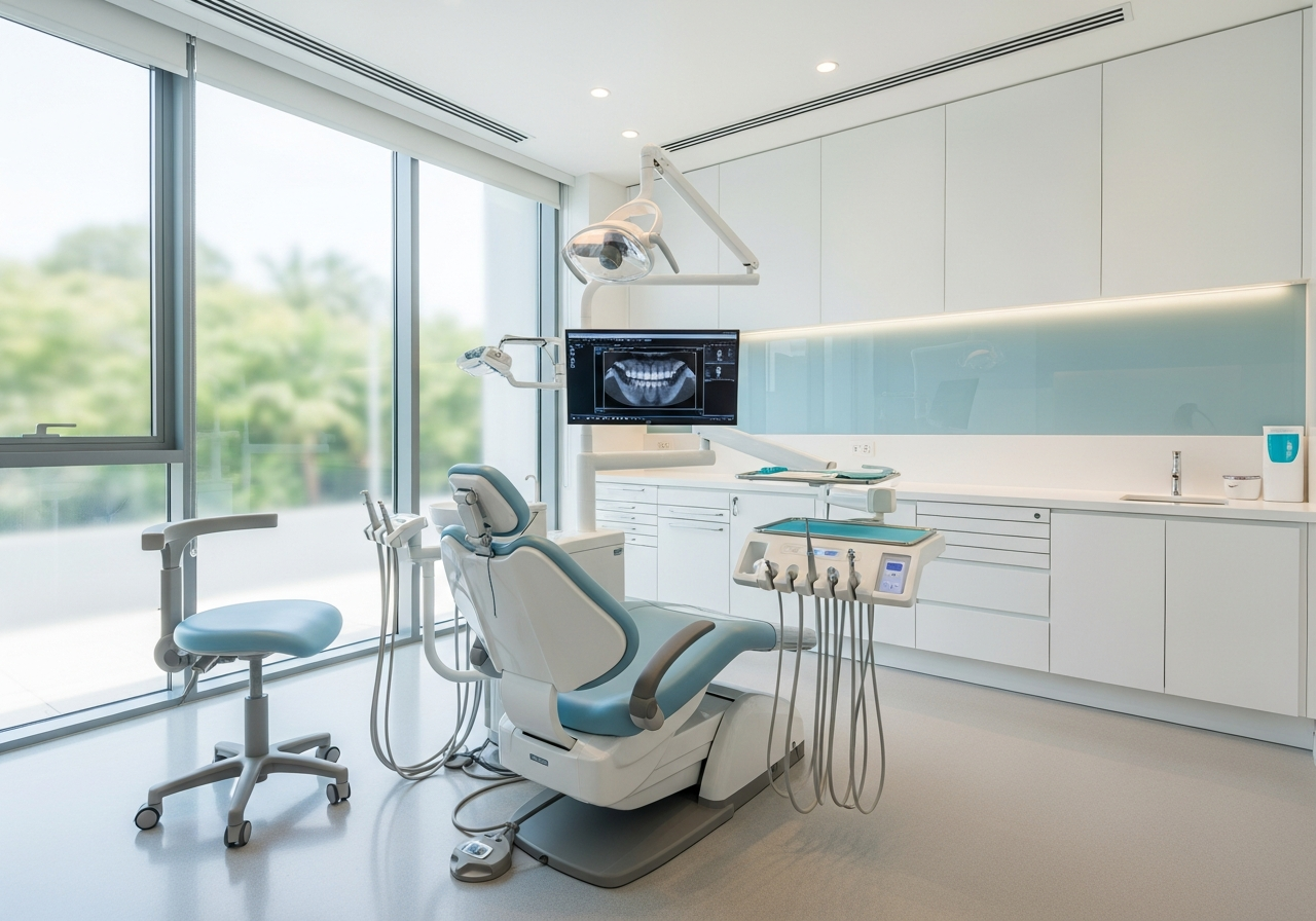 Calm clinical consultation room